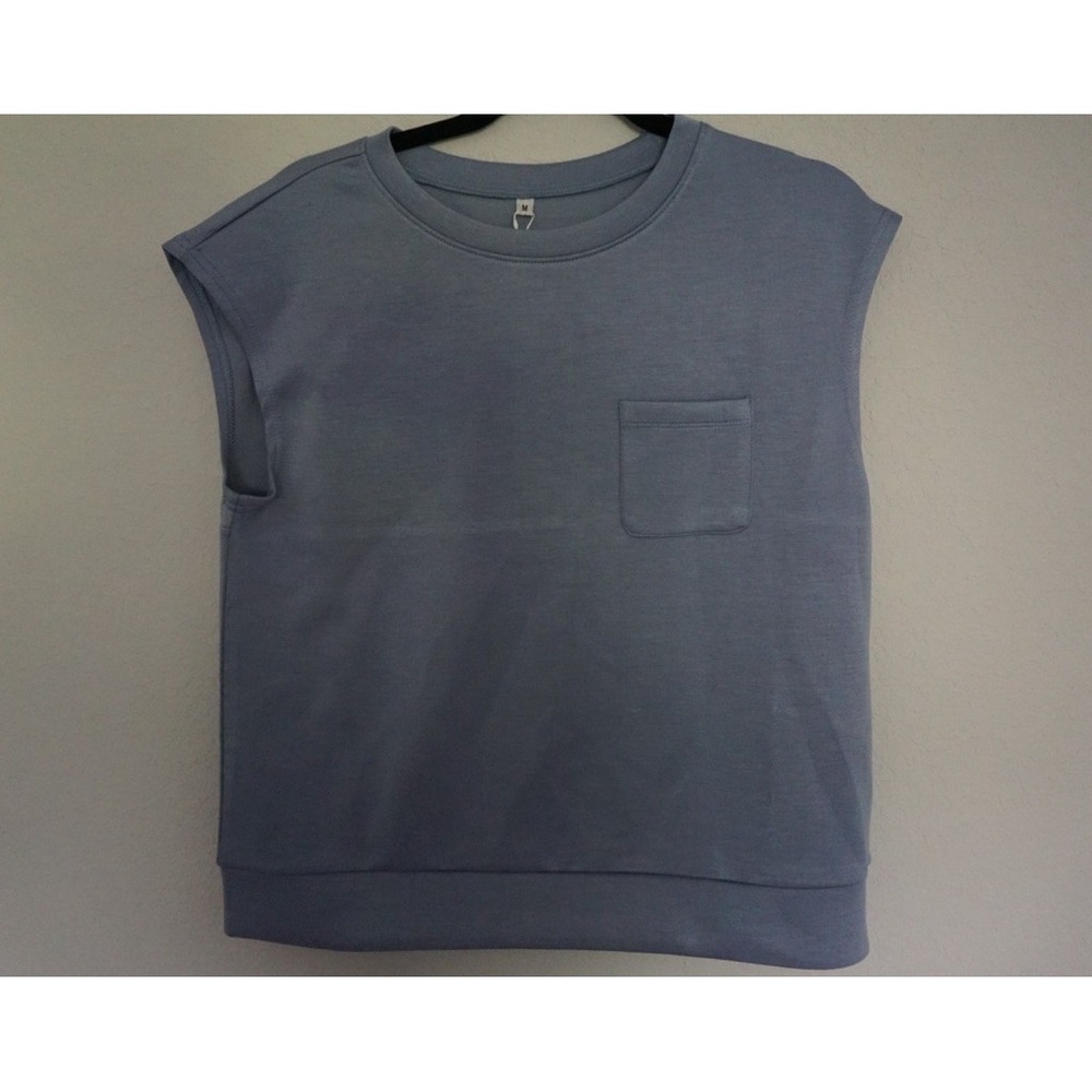 Anrabess Sleeveless Pocket Sweatshirt in Blue, M